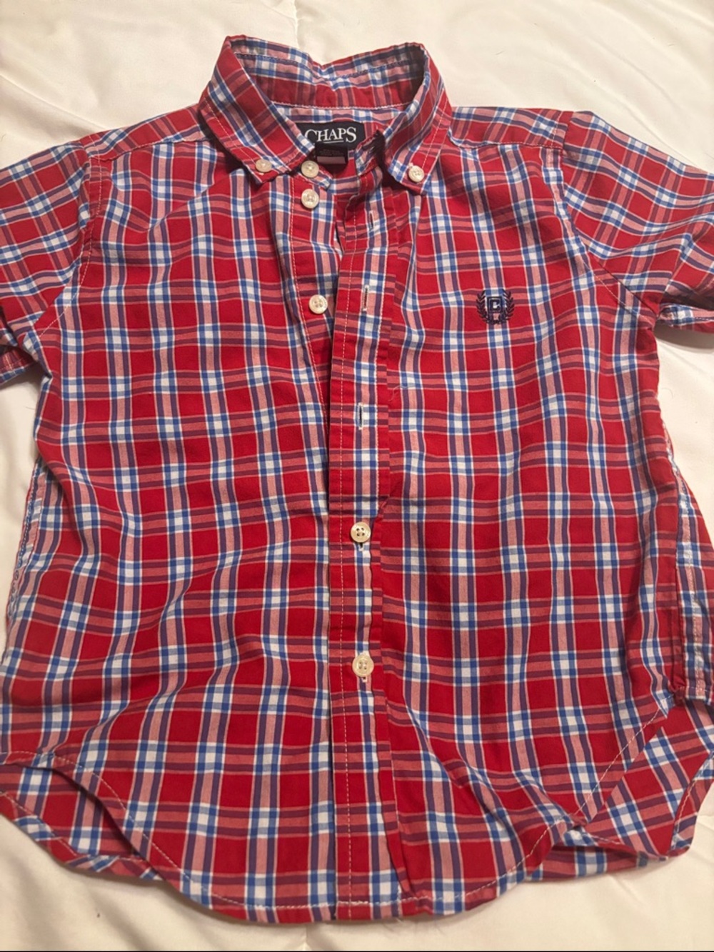 Chaps Red, Blue & White Plaid Button-Down Shirt
